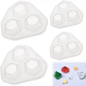 4 Pcs Silicone Diamond Molds Silicone Crystal Casting Molds 3D Epoxy Resin Mold Jewelry Pendant Necklace Jewelry Making