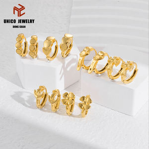 أقراط دائرية من الفولاذ المقاوم للصدأ مطلية بالذهب عيار 18 قيراط، خطاف مصبوب بالبودرة، مجوهرات نسائية بالجملة للجنسين - Product Image 2