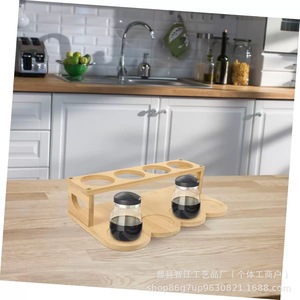 Wooden kitchen storage rack, countertop spice bottle holder, multi-functional wine glass rack, bottle and jar condiment rack. - Product Image 1