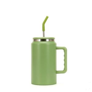 50oz <b>Large</b> Capacity 304 Stainless Steel Vacuum Flask with Straw Portable Vehicle Ice King Tumbler Mug <b>Cup</b> with Handle - Product Image 1