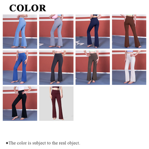 Fashion Women Fitness Yoga Flared <strong>Pants</strong> Nude Feeling Fabric Nylon High Waist No Front <strong>Line</strong> Woman Flared Leggings - Product Image 3