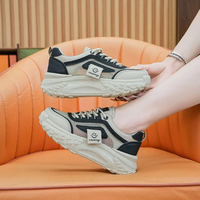 Chaussures de marche et baskets de sport coréennes pour femmes, légères, respirantes, antidérapantes, avec amorti, en maille ajourée et à lacets, pour l'été
