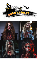 Fournitures de cosplay d'Halloween, peinture pour le visage effrayante, gel sanguin, fausse cicatrice 3D, plaie temporaire qui saigne, maquillage d'Halloween, latex