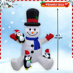 Muñeco de Nieve Inflable Gigante de 8 Pies con Luces LED y Pingüinos - Decoración Navideña Impermeable para Jardín y Patio - Product Image 2