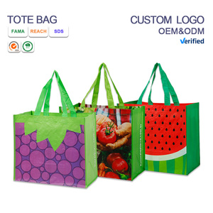 Wholesale Promotional Waterproof Recycle Reusable Foldable Portable Laminated Customized PP Woven Supermarket Shopping Tote Bag