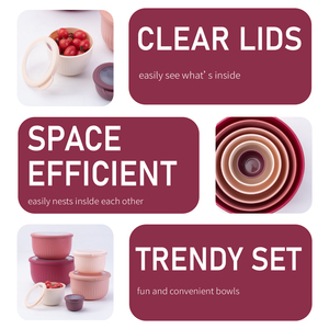 Conjunto de 12 Tigelas de Mistura Vermelhas, Tigelas Plásticas Empilháveis com Bico para Facilitar o Despejo, Essenciais para Cozinha e Confeitaria - Product Image 3