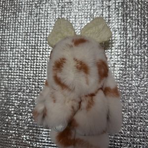 Nouveau Porte-<span class=keywords><strong>clés</strong></span> Lapin en Peluche Créatif et Tendance avec Poils Véritables et Motif Tacheté, Breloque de Sac, Jouet Lapin Mignon avec Nœud et Anneau Porte-<span class=keywords><strong>clés</strong></span> - Product Image 5