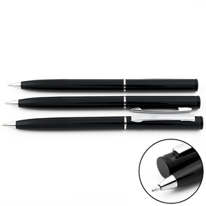 Stylo bille en métal torsadé bleu foncé pour usage hôtelier avec logo personnalisé, pointe de 1,0 mm – Promotion - Product Image 3