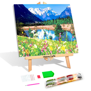Pittura Diamante 5D Fai-da-Te Lago Colorato e Foresta Ricamo Diamante Dipinto a Olio Fatto a Mano - Product Image 1