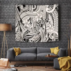 Wandkunst für Wohnzimmer Polynesien-Wandteppich traditioneller polynesischer Geist mit Pazifikblumen individuelle Wandteppich-Aufhängung