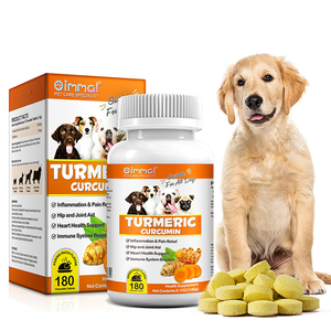 Marque privée Compléments alimentaires pour animaux de compagnie 180 Comprimés de curcumine biologique à mâcher doux pour chiens Soutien des hanches et des articulations avec BioPerine - Product Image 1