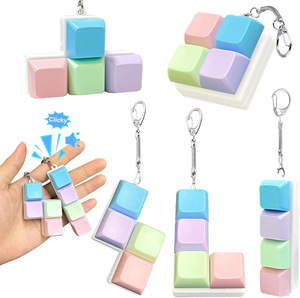 Porte-clés anti-stress style <span class=keywords><strong>Tetris</strong></span>, clavier macaron, jouet sensoriel souple pour enfants et adultes - Product Image 1