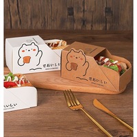 Caja de papel desechable biodegradable impermeable para comida para llevar embalaje de laminación mate en relieve para hamburguesa sándwich Sushi
