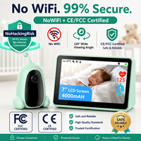 Moniteur bébé 7 pouces, moniteur bébé 2,4 GHz avec signaux vitaux par radar, écran HD et caméra intégrée, vision nocturne et détection des pleurs