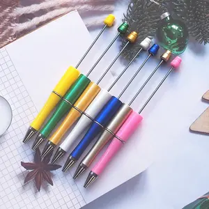 Stylo à bille en plastique bricolage perle fournitures d'écriture de bureau scolaire papeterie cadeau de mariage stylos perlés vente en gros