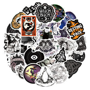 50 unids/pack estilo oscuro bruja mal dibujos animados pegatinas decorativas para pared monopatín <span class=keywords><strong>teléfono</strong></span> impermeable gótico Graffiti pegatina paquetes - Product Image 5