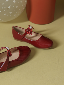 Factory Supply Kids Lacquered Pointed <b>Red</b> <b>Sequin</b> Bow Girl Dress Shoes - Product Image 5