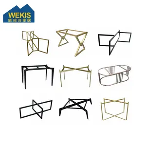 Wekis Smeedijzeren Staal Dining Frame Tafel Goud Zwart Industriële Restaurant Meubilair Bureau Kantoor Salontafel Frame