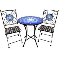 Table basse circulaire pliable en métal mosaïque pour balcon, terrasse, petite taverne, vente chaude, tables et chaises d'extérieur