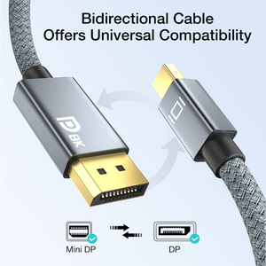 Câble <span class=keywords><strong>Mini</strong></span> DisplayPort vers DisplayPort ULT-unite 2m gris tressé 8K 60Hz 4K 144Hz <span class=keywords><strong>Mini</strong></span> <span class=keywords><strong>DP</strong></span> vers <span class=keywords><strong>DP</strong></span> - Product Image 2