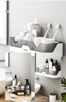 Étagère de rangement de cuisine en plastique, design multifonctionnel, fixation murale, pour l'organisation de la maison et des outils de cuisine