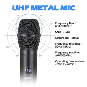 Professional 2-Channel UHF <b>Wireless</b> <b>Microphone</b> System Dynamic Handheld Mic Noise Cancelling for Stage Performance Plastic for - Product Image 4