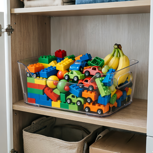 Caja de Almacenamiento de Plástico Transparente Pequeña con Asa, Adecuada para Cocina, Refrigerador, Baño, Escritorio, Frutas, Bocadillos, Juguetes - Product Image 4