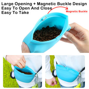 Nouveau produit : Sacs à nourriture pour animaux de compagnie en silicone, friandises pour animaux de compagnie pour <span class=keywords><strong>les</strong></span> promenades en extérieur avec fermeture magnétique et clip de ceinture - Product Image 2
