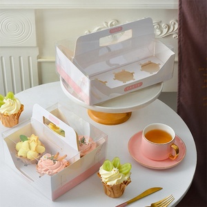 Wholesale Exclusive Selling Portable Square Custom Logo Transparent <b>Cupcake</b> <b>Box</b> - Product Image 3