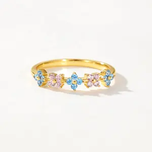 Nagosa mode tendance 9k 14k 18k or vermeil 925 argent sterling cubique zircone quatuor anneaux de mariage femmes bijoux