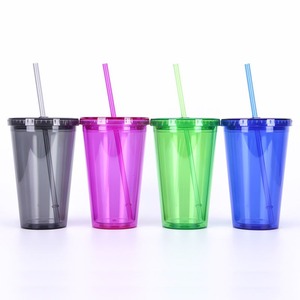 Vaso Personalizable de Plástico Transparente de Doble Capa, Ecológico, de 16 oz, de Gran Capacidad, con Pajita para Beber al Aire Libre - Product Image 3