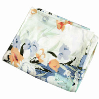 Drap de lit en soie de mûrier à imprimé floral, drap plat en satin de soie véritable, couvre-lit de luxe doux et lisse en soie pour lit King Size, hôtel
