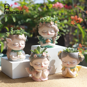 Adorable pot de fleurs <span class=keywords><strong>en</strong></span> résine <span class=keywords><strong>en</strong></span> forme de fille ailée, fée tressée, sirène, mini-pot de plantes succulentes, lot de quatre pour la décoration de la maison et du bureau - Product Image 6