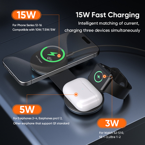 Qi2 3 in 1 Foldable <b>Mini</b> Wireless Charging Station 15W Fast Charger for Phone Watch Earbuds Desktop - Product Image 6