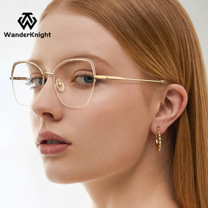 New Fashion Semi-rimless Cat <strong>Eye</strong> Rimless Glasses Luxury <strong>Crystal</strong> Women Blue Light Blocking Eyeglass <strong>Frames</strong> - Product Image 4