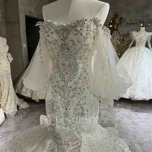 Wx95 Beads <b>Sequins</b> Diamond New Design Mermaid Wedding Dress Fashion Court Train Luxury Bride Dresses Jancember - Product Image 2