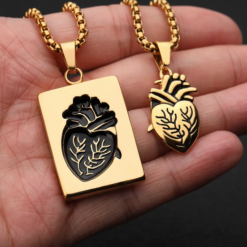 Kalung Hati Anatomi Pasangan Puzzle Fashion untuk Wanita Hadiah Valentine Kalung Liontin Rantai Emas 2021