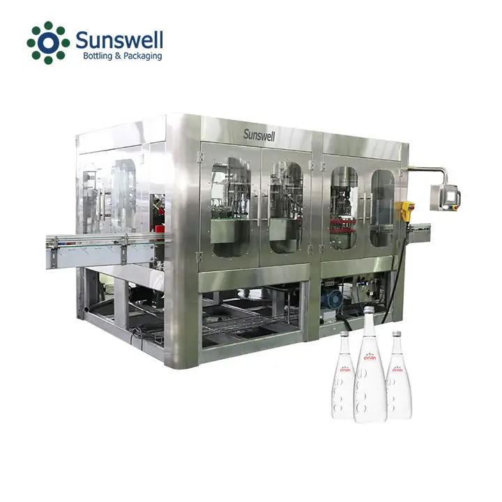 Garrafa De Vidro automática Máquina de Embalagem de Enchimento de Engarrafamento de Água Potável Planta