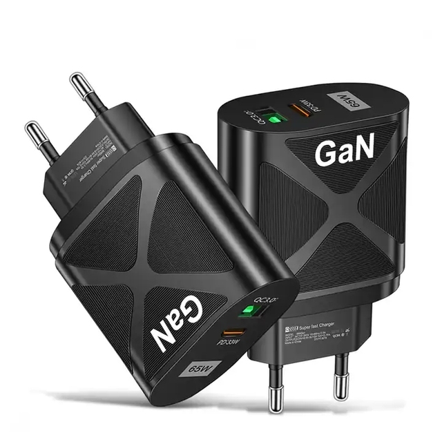Portable 65W Gan Wall Charger with PD 33W and QC3.0 USB Port for Smart Mobile Phone