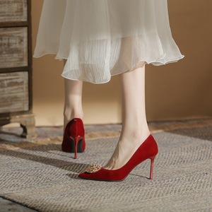 New Bride Wedding <strong>Shoes</strong> Women Crystal <strong>Shoes</strong> Red <strong>Bridesmaid</strong> Wedding High Heels Dress <strong>Shoes</strong> for <strong>Girls</strong> - Product Image 4