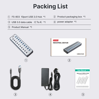 10 Port USB Charging dan Data Hub BC1.2 High Speed USB 3.0 Powered Hub dengan Adaptor