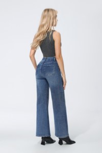 Jeans Lavati con Strass, Gamba Larga Comoda e Dritta, Design Unico e Materiale Confortevole per Varie Occasioni - Product Image 6