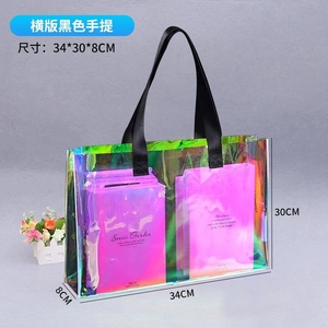 Sac à provisions durable en PVC de grande capacité Sac fourre-tout de plage en plastique de couleur transparente avec poignée épaisse - Product Image 5