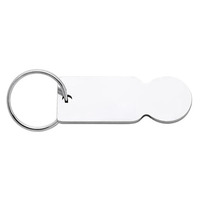 Porte-clés jeton de chariot de courses en acier inoxydable plat vierge, gravé au laser sur mesure, vente en gros