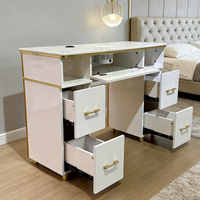 Station de travail pour salon de beauté, table de manucure avec rangement et chaise