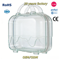 2026 Personnalisé en usine, Mini trousse de maquillage portable 14 pouces en PC ABS transparent, étanche, avec fermeture éclair, étui de protection pour cadeaux