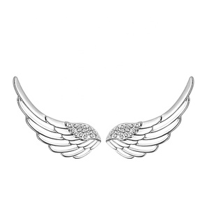 Boucles d'oreilles uniques Bijoux en argent sterling 925 Micro-Pave <span class=keywords><strong>Cz</strong></span> Zircon Diamond Angel Wings Boucles d'oreilles pour femmes - Product Image 1