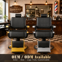 Fauteuil de Barbier Doré en Cuir PU, Inclinable Hydraulique, Design Européen Moderne, pour Salons de Beauté et Équipements de Tatouage
