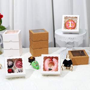 Boîtes à pâtisserie jetables romantiques, de qualité alimentaire, avec fentes, avec laminage mat - 4x4x2 pouces, mini gâteaux, sucre, <span class=keywords><strong>sushi</strong></span> pour les fêtes et les mariages - Product Image 4