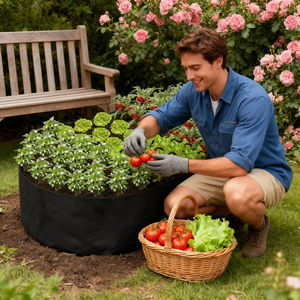 Jardinera Elevada Ovalada de 75x150x30cm, Bolsa de Cultivo Grande de Tela para Plantas de Exterior, Bolsa de Cultivo de Hierbas y Vegetales No Tejida - Product Image 3